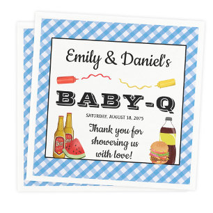 Jongen BBQ Baby-q Baby Shower Papieren Servetten