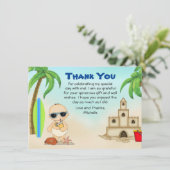 Jongen Beach Baby Sandcastle in SurfboardBaby show Bedankkaart (Staand voorkant)