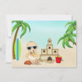Jongen Beach Baby Sandcastle in SurfboardBaby show Bedankkaart (Achterkant)