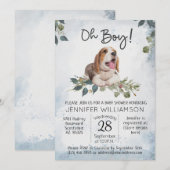 Jongen! Beagle Puppy Modern Waterverf Baby shower Kaart (Voorkant / Achterkant)