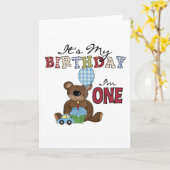 Jongen Beer 1e Verjaardag Tshirts en geschenken Kaart (Gele Bloem)