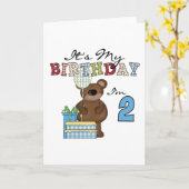 Jongen Beer 2e Verjaardag T-shirts en geschenken Kaart (Gele Bloem)
