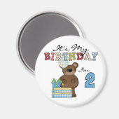 Jongen Beer 2e Verjaardag T-shirts en geschenken Magneet (Voorkant / Achterkant)