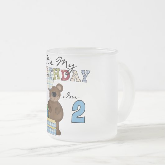 Jongen Beer 2e Verjaardag T-shirts en geschenken Matglas Koffiemok (Voorkant rechts)