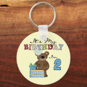 Jongen Beer 2e Verjaardag T-shirts en geschenken Sleutelhanger (Voorkant)
