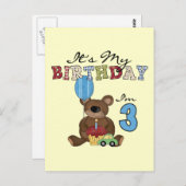 Jongen Beer 3e Verjaardag Tshirts en geschenken Briefkaart (Voorkant / Achterkant)