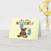 Jongen Beer 3e Verjaardag Tshirts en geschenken Kaart (Gele Bloem)