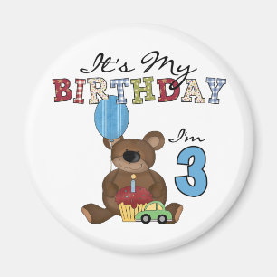 Jongen Beer 3e Verjaardag Tshirts en geschenken Magneet