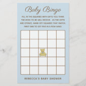 Jongen Beer Baby shower Bingo Game Flyer (Voorkant)