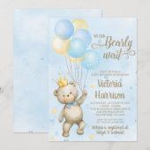 Jongen Beer Baby Shower Uitnodiging (Voorkant / Achterkant)