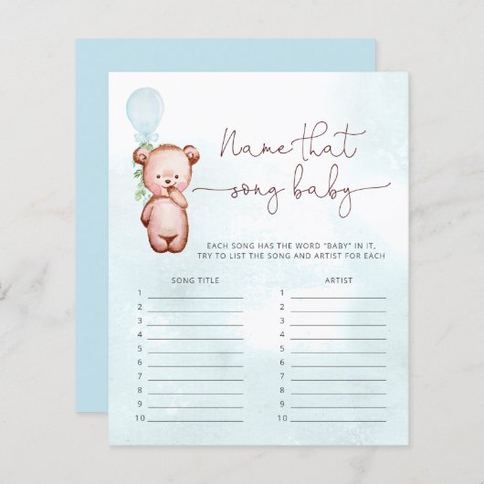 Jongen Beer Ballon Naam Song Game (Voorkant / Achterkant)