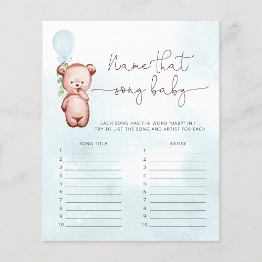 Jongen Beer Ballon Naam Song Game (Voorkant)