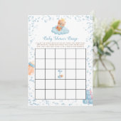 Jongen Beer Blue Baby shower Bingo Kaart (Staand voorkant)