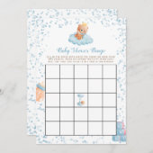 Jongen Beer Blue Baby shower Bingo Kaart (Voorkant / Achterkant)