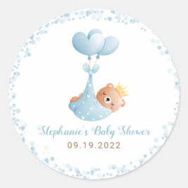 Jongen Beer Blue Baby shower Ronde Sticker