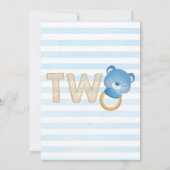 Jongen Beer Blue Second Birthday Kaart (Achterkant)