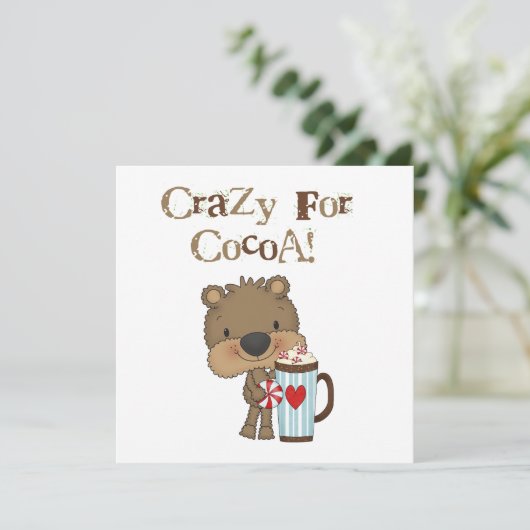 Jongen Beer Dol op Cacao Vakantie Feestdagenkaart (Staand voorkant)