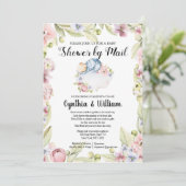 Jongen Beer Elegant Floral Greenery Shower by Mail Kaart (Staand voorkant)