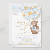 Jongen Beer Hot Air Ballon Blue Gold Sky Baby show Kaart (Voorkant)