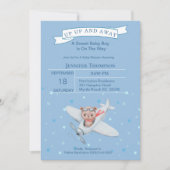 Jongen Beer Pilot Airplane Baby shower Invitation Kaart (Voorkant)