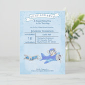 Jongen Beer Pilot Airplane Baby shower Invitation Kaart (Staand voorkant)