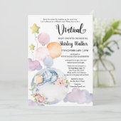 Jongen Beer Roze Floral Balloons Virtueel Baby sho Kaart (Staand voorkant)