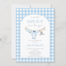 Jongen Beer Waslijn Baby Shower uitnodiging