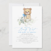 Jongen Beer Waterverf Greenery Baby shower Kaart (Voorkant)