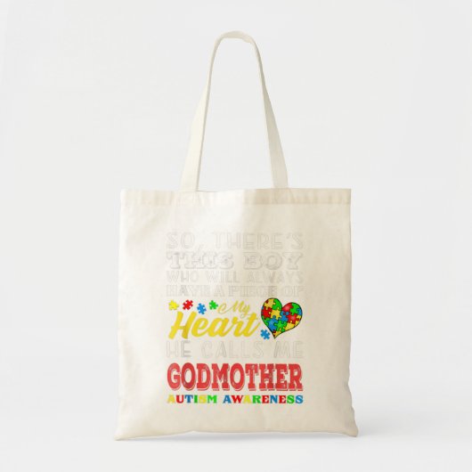 Jongen, bel, godmoeder, autisme, bewustzijn, tote bag (Voorkant)