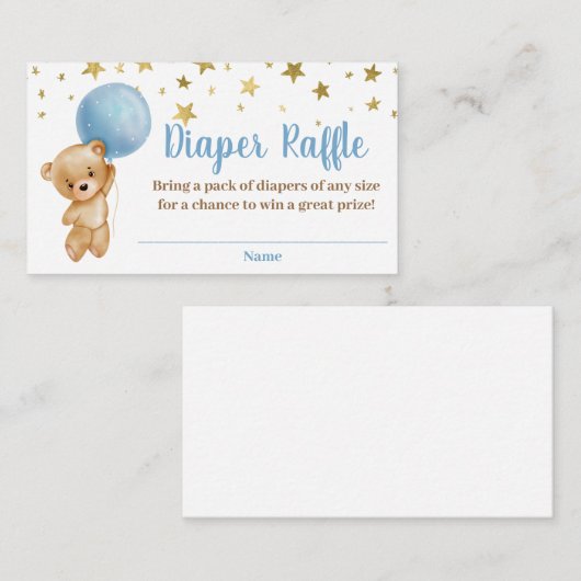 Jongen Beren ballonnen luidere Raffle Card Informatiekaartje (Voorkant / Achterkant)