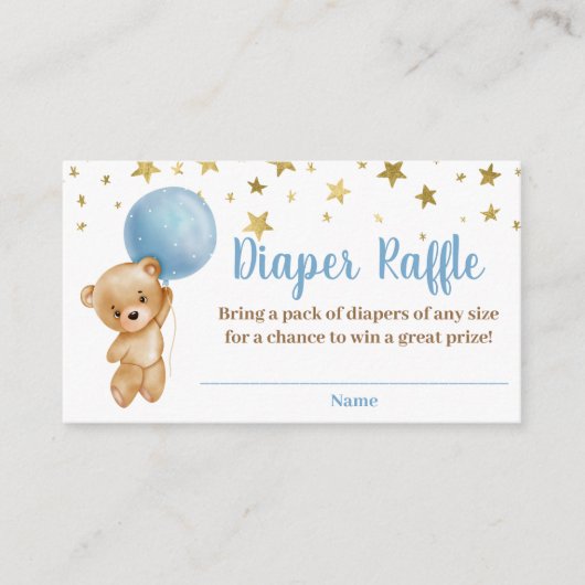Jongen Beren ballonnen luidere Raffle Card Informatiekaartje (Voorkant)