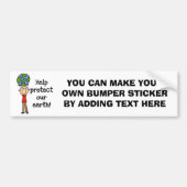 Jongen beschermen onze T-shirts op aarde en cadeau Bumpersticker (Voorkant)