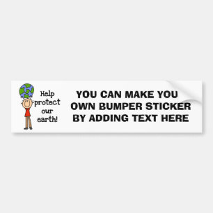 Jongen beschermen onze T-shirts op aarde en cadeau Bumpersticker