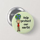 Jongen beschermen onze T-shirts op aarde en cadeau Ronde Button 5,7 Cm (Voorkant /achterkant)