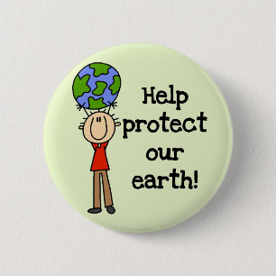 Jongen beschermen onze T-shirts op aarde en cadeau Ronde Button 5,7 Cm