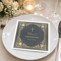 Jongen Bevestiging Blauw Elegant Vintage Calligraf