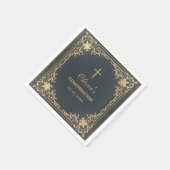 Jongen Bevestiging Blauw Elegant Vintage Calligraf Servet (Hoek)