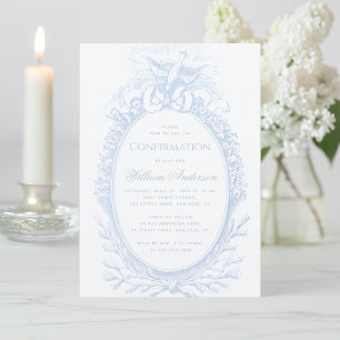 Jongen Bevestiging Blauw Heilige Geest Duif Vintag Kaart