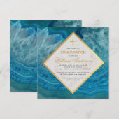 Jongen Bevestiging Blauwe Geode Marble Faux Gold C Kaart (Voorkant / Achterkant)