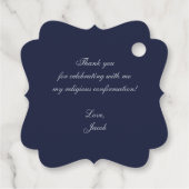 Jongen bevestiging Crest Navy Blauw  Elegant Bedankjes Labels (Achterkant)