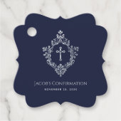 Jongen bevestiging Crest Navy Blauw  Elegant Bedankjes Labels (Voorkant)