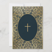 Jongen Bevestiging Gold Leaves Cross Elegant Blue Kaart (Achterkant)