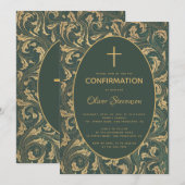 Jongen bevestiging Gouden Distel Kruis Elegant Gro Kaart (Voorkant / Achterkant)