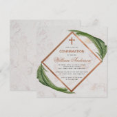 Jongen Bevestiging Greenery Copper Fern Cross Marb Kaart (Voorkant / Achterkant)