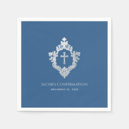 Jongen Bevestiging Klassiek Blauw Vintage Sierlijk Servet