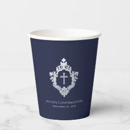 Jongen bevestiging Navy Blue Cross in Crest  Papieren Bekers