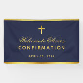 Jongen Bevestiging Navy Blue Faux Gold Cross Welko Spandoek (Horizontaal)
