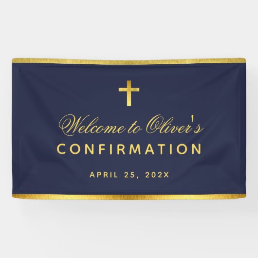 Jongen Bevestiging Navy Blue Faux Gold Cross Welko Spandoek (Horizontaal)
