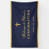 Jongen Bevestiging Navy Blue Faux Gold Cross Welko Spandoek (Verticaal)