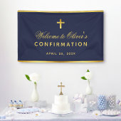 Jongen Bevestiging Navy Blue Faux Gold Cross Welko Spandoek